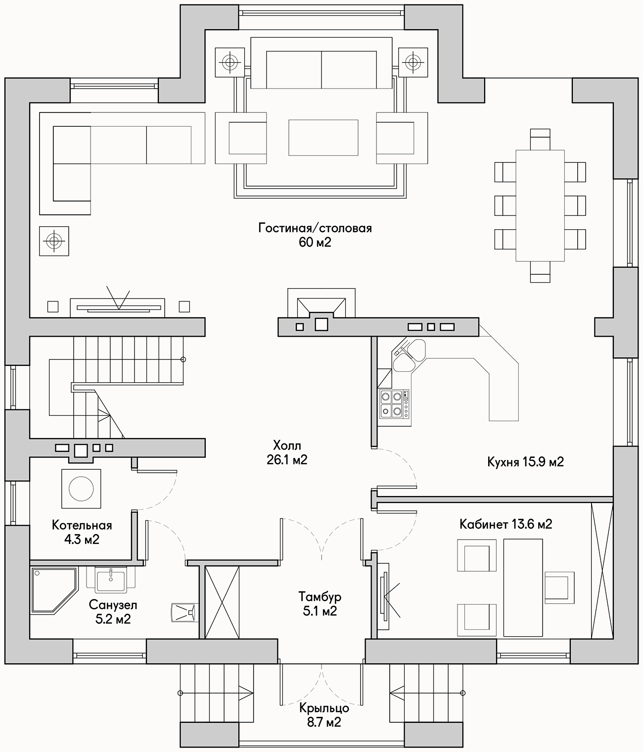 Дом двухэтажный 262 кв.м., проект a-020