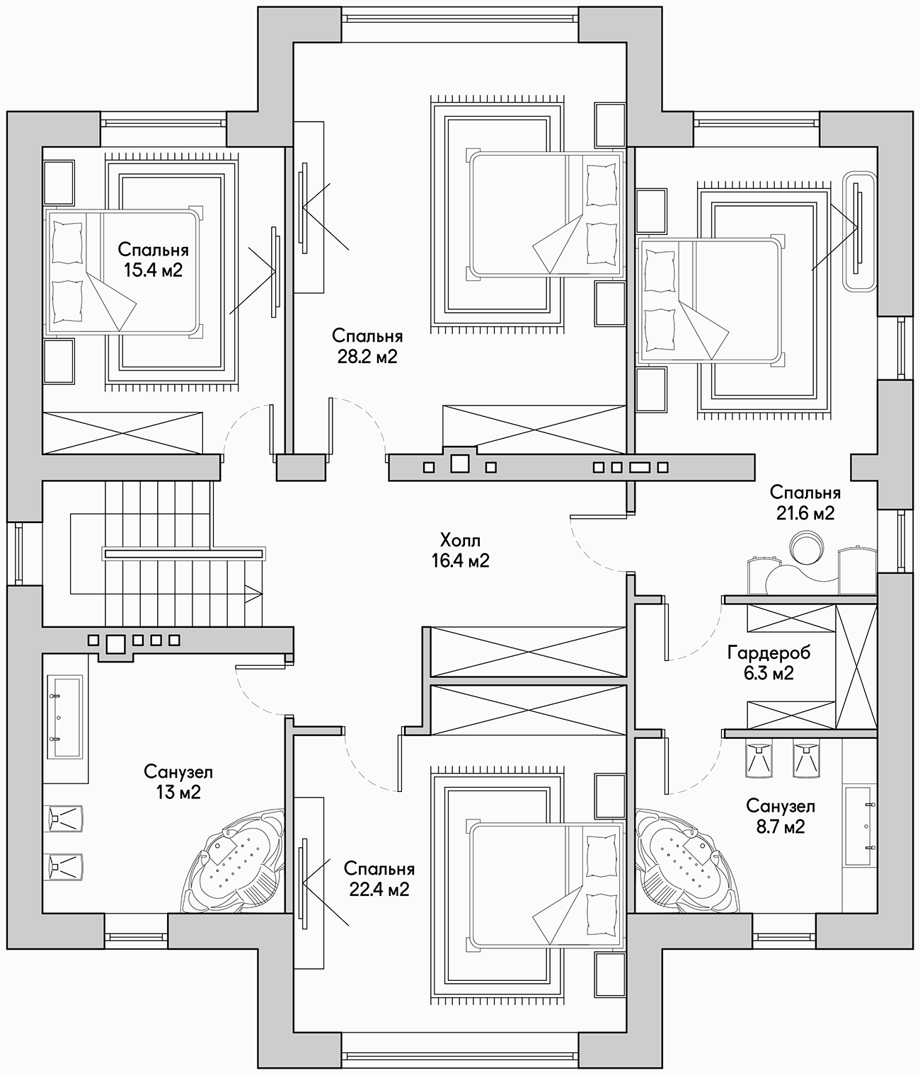 Дом двухэтажный 262 кв.м., проект a-020