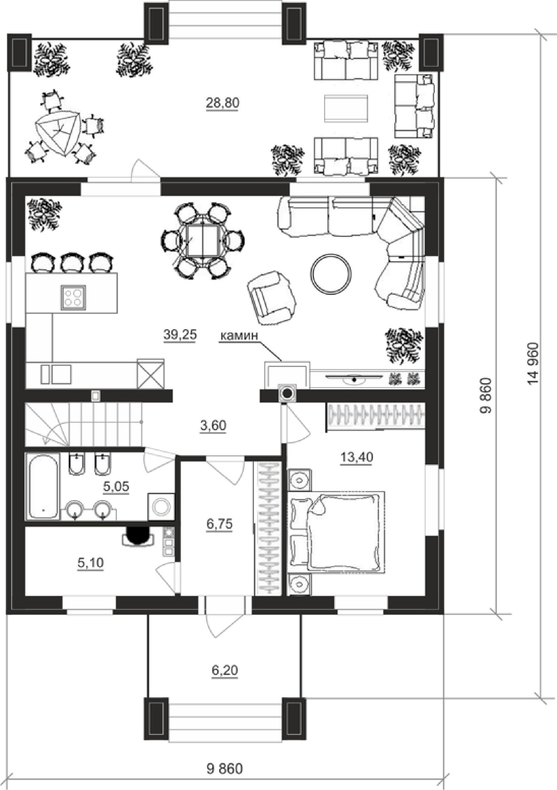 Дом двухэтажный 144 кв.м., проект cp-88-24