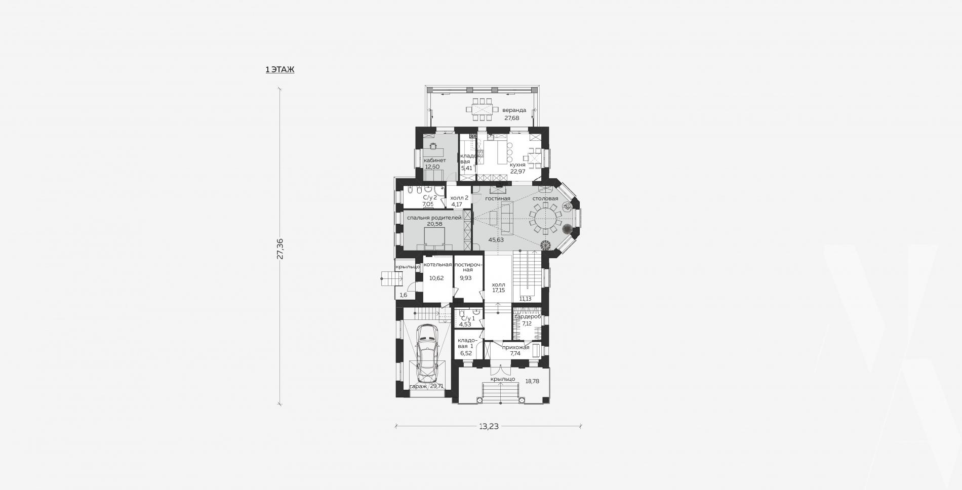 Дом двухэтажный 405 кв.м., проект m-362