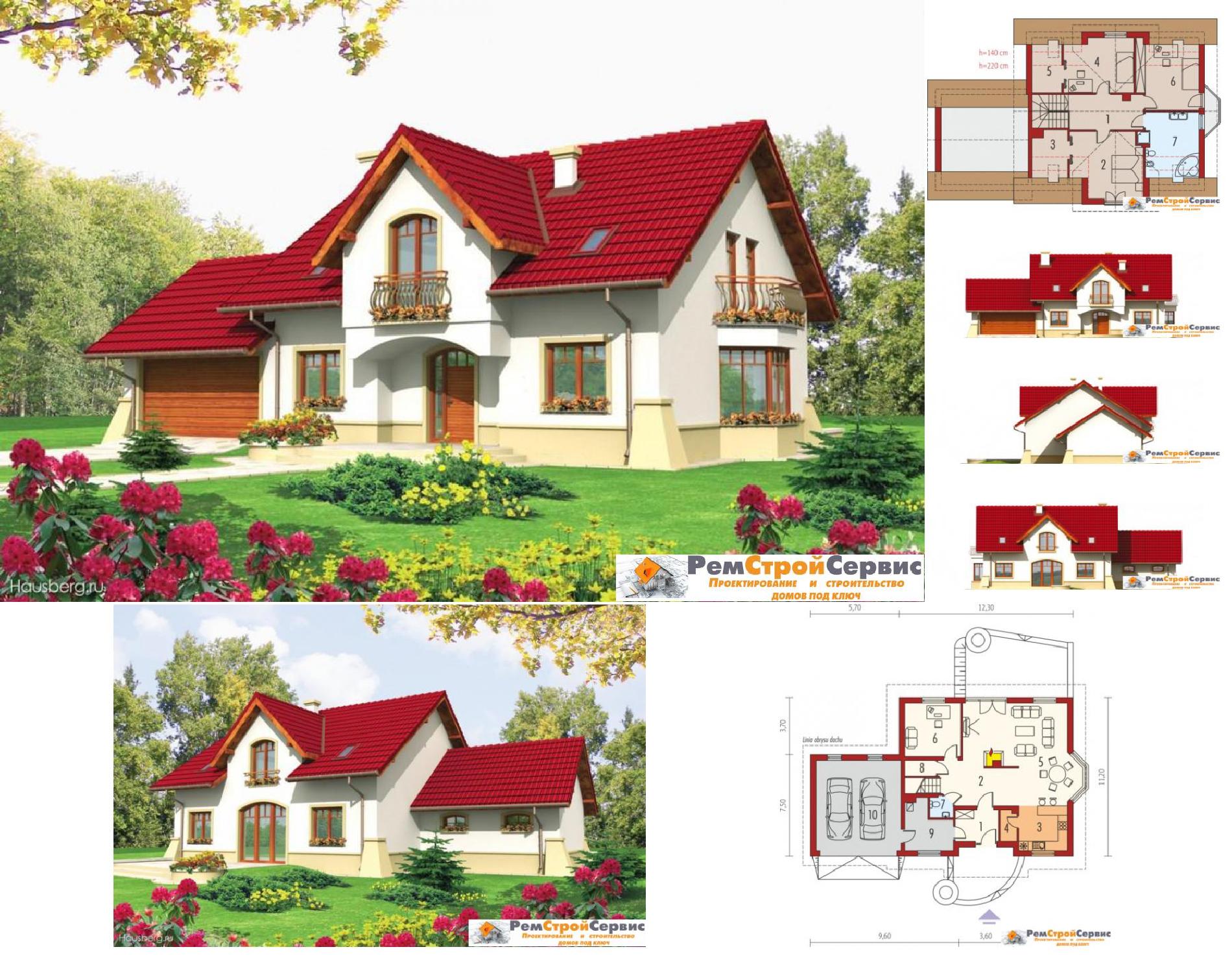 Дом двухэтажный с мансардой 201 кв.м., проект r-43-98