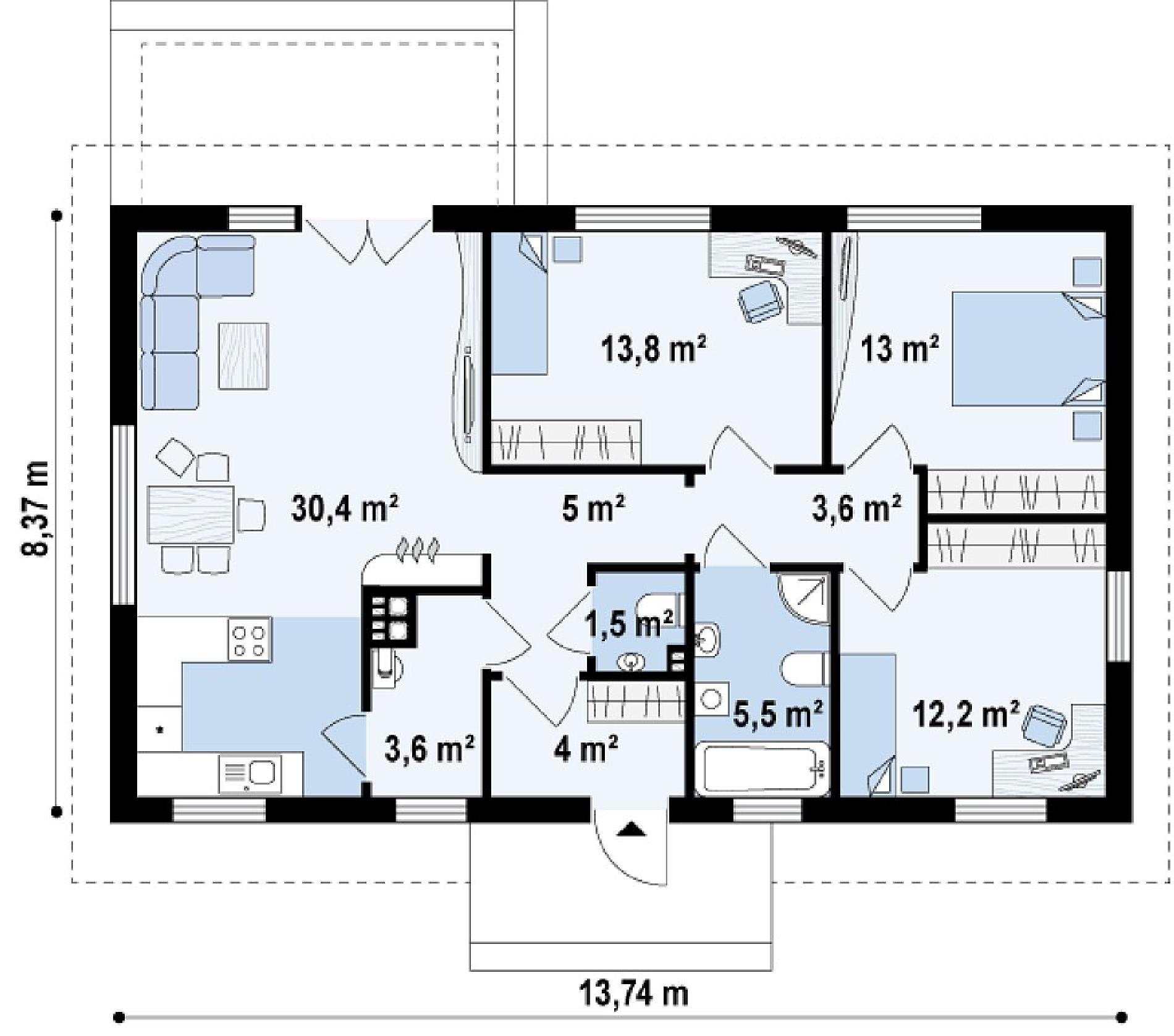 планировка дома 120 кв м одноэтажный с террасой 3 спальнями