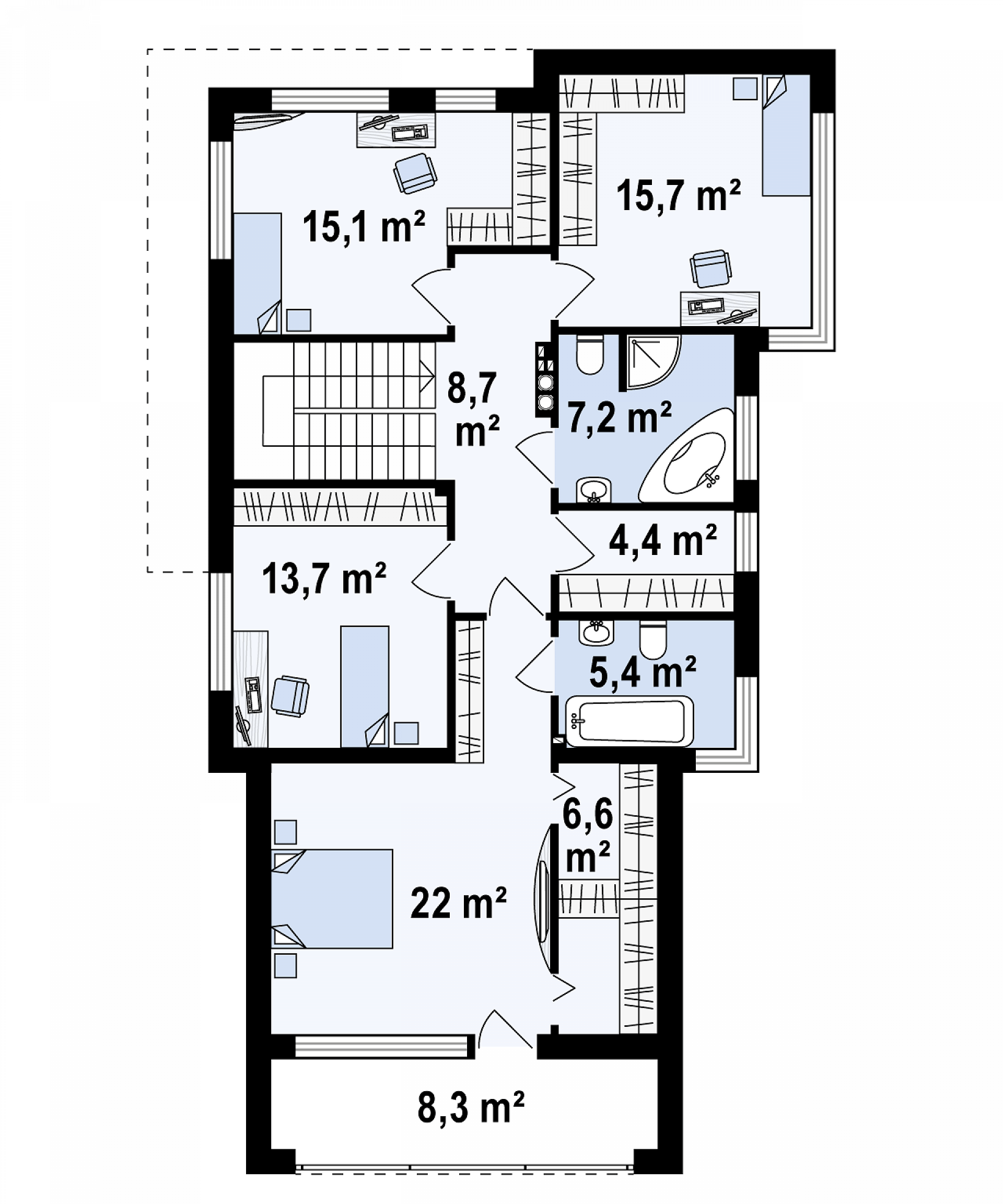 Дом двухэтажный 219 кв.м., проект zx114