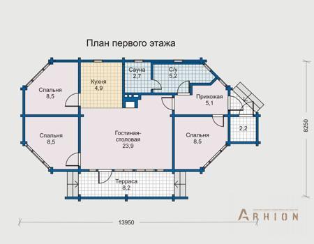 2. Проект одноэтажного дома в современном стиле с плоской кровлей , 10-16, площадью - 84 кв c сауной