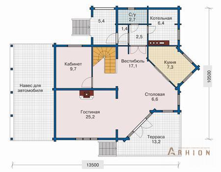 2. Проект двухэтажного дома в современном стиле с плоской кровлей , 10-51, площадью - 179 кв