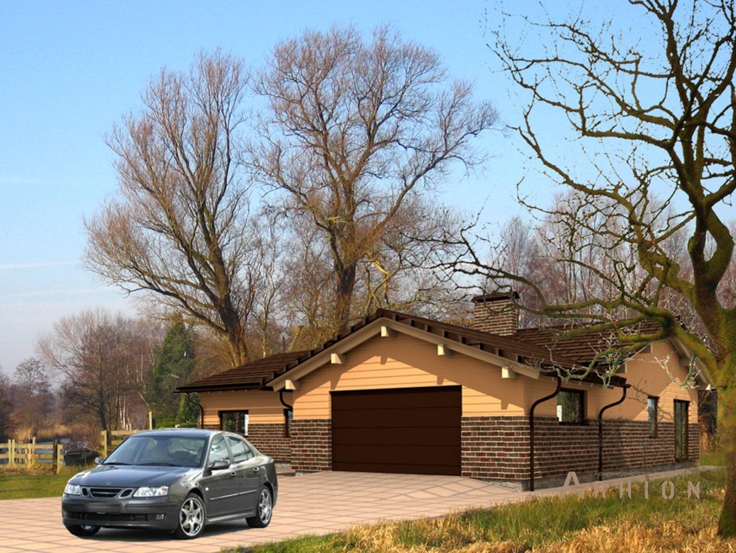 1. Проект одноэтажного дома в современном стиле с плоской кровлей , 107-179, площадью - 178 кв c гаражом