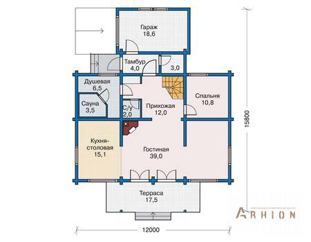 2. Проект двухэтажного дома в современном стиле с двускатной кровлей, 11-08, площадью - 225 кв c мансардой, терассой, балконом, гаражом