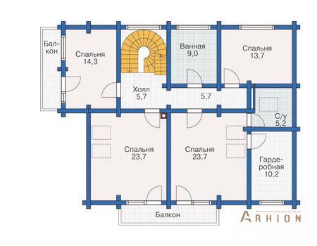 3. Проект двухэтажного дома в современном стиле с двускатной кровлей, 12-01, площадью - 293 кв c мансардой, терассой, балконом
