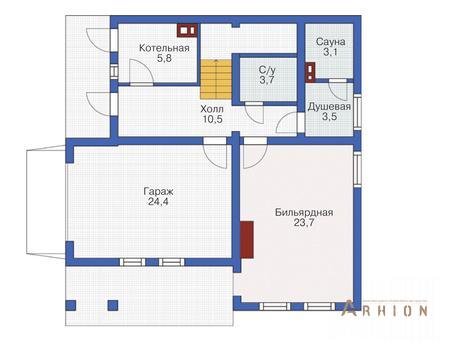 2. Проект трехэтажного дома в современном стиле с двускатной кровлей, 12-20, площадью - 244 кв c мансардой, терассой, балконом, гаражом