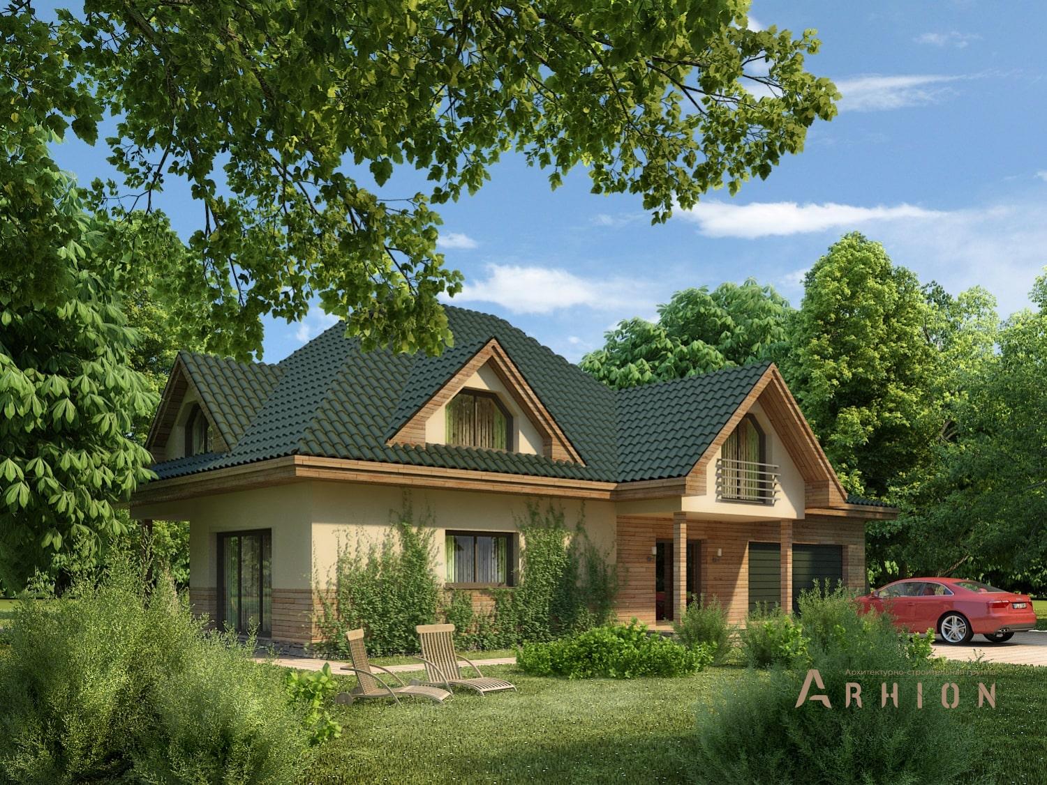 1. Проект одноэтажного дома в европейском стиле с плоской кровлей , 120-212, площадью - 212 кв c мансардой, гаражом