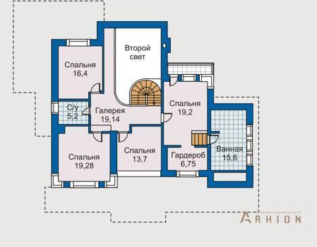 3. Проект трехэтажного дома в современном стиле с многоскатной кровлей, 30-56, площадью - 473 кв c цокольным этажом, терассой, вторым светом