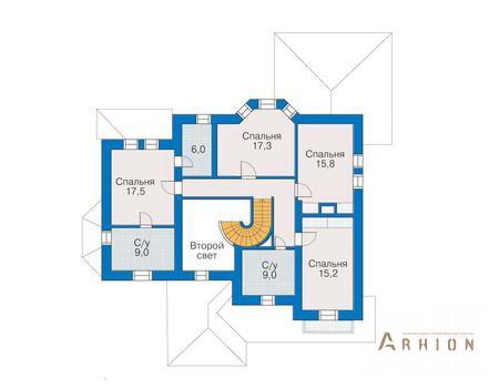 3. Проект двухэтажного дома в английском стиле с четырехскатной, 30-63, площадью - 367 кв c цокольным этажом