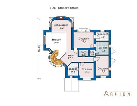 3. Проект двухэтажного дома в европейском стиле с многоскатной кровлей, 31-14, площадью - 490 кв c цокольным этажом, терассой, эркером, вторым светом