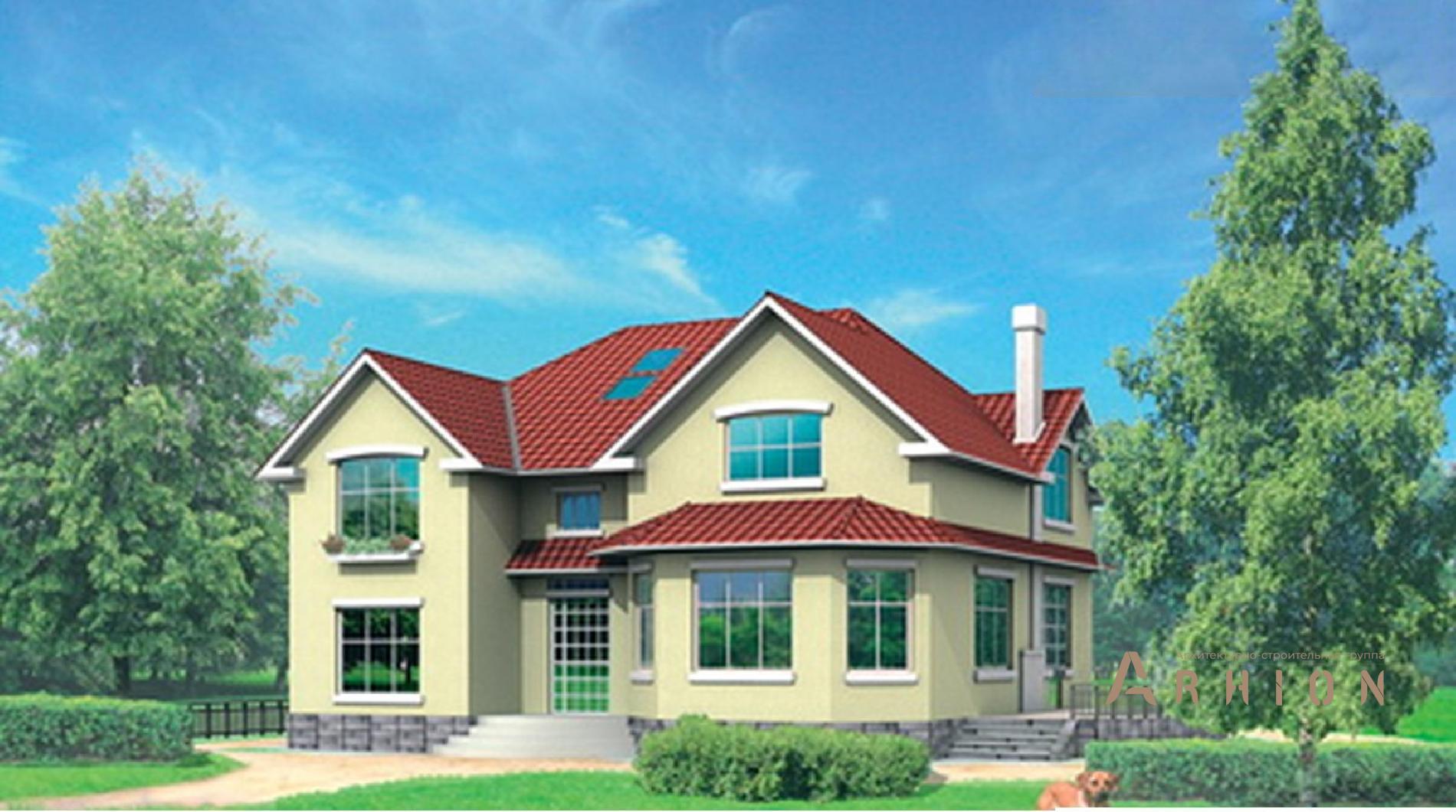 1. Проект одноэтажного дома в современном стиле с многоскатной кровлей, 31-70, площадью - 206 кв c мансардой, терассой, эркером