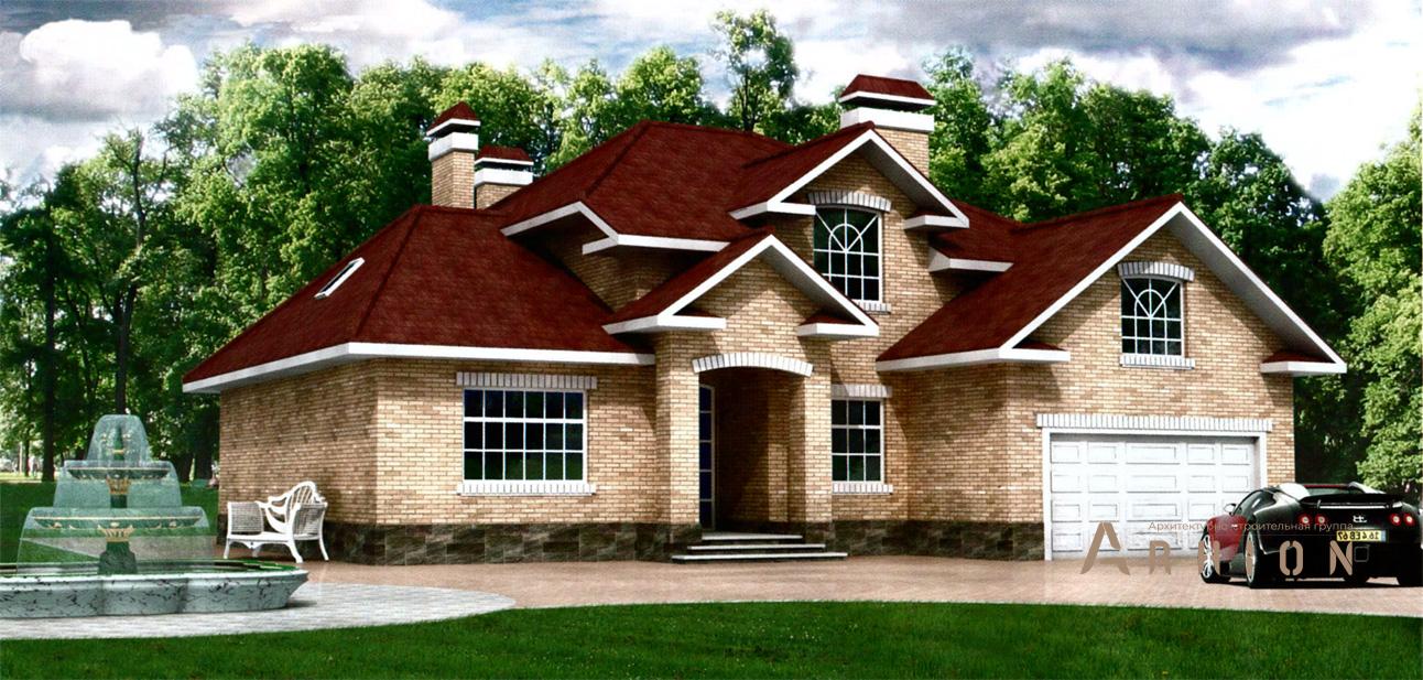 2. Проект одноэтажного дома в английском стиле с многоскатной кровлей, 31-88, площадью - 239 кв c мансардой, гаражом, вторым светом