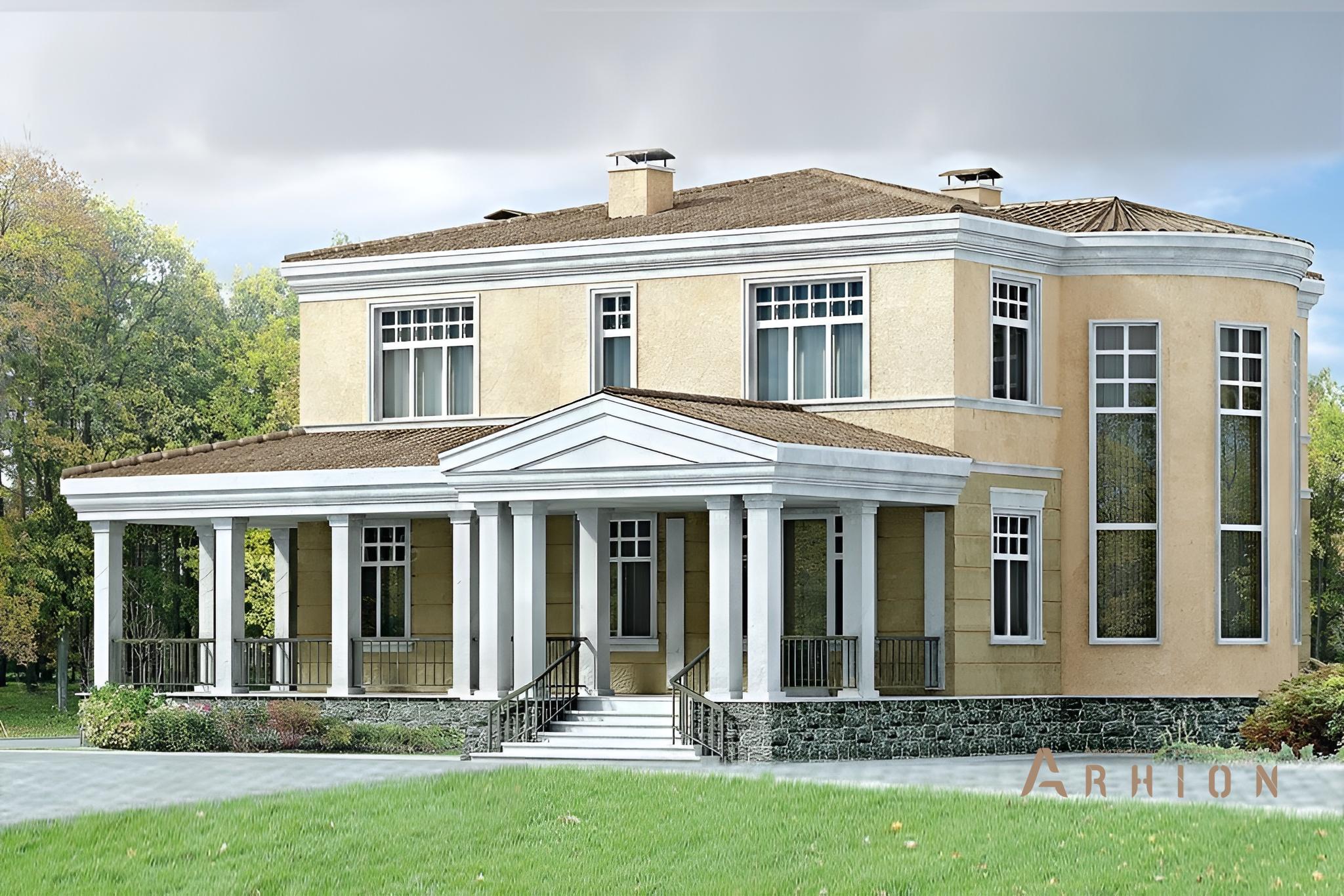 1. Проект двухэтажного дома в современном классическом стиле с четырехскатной, 33-24, площадью - 229 кв c сауной, терассой, балконом, эркером, вторым светом