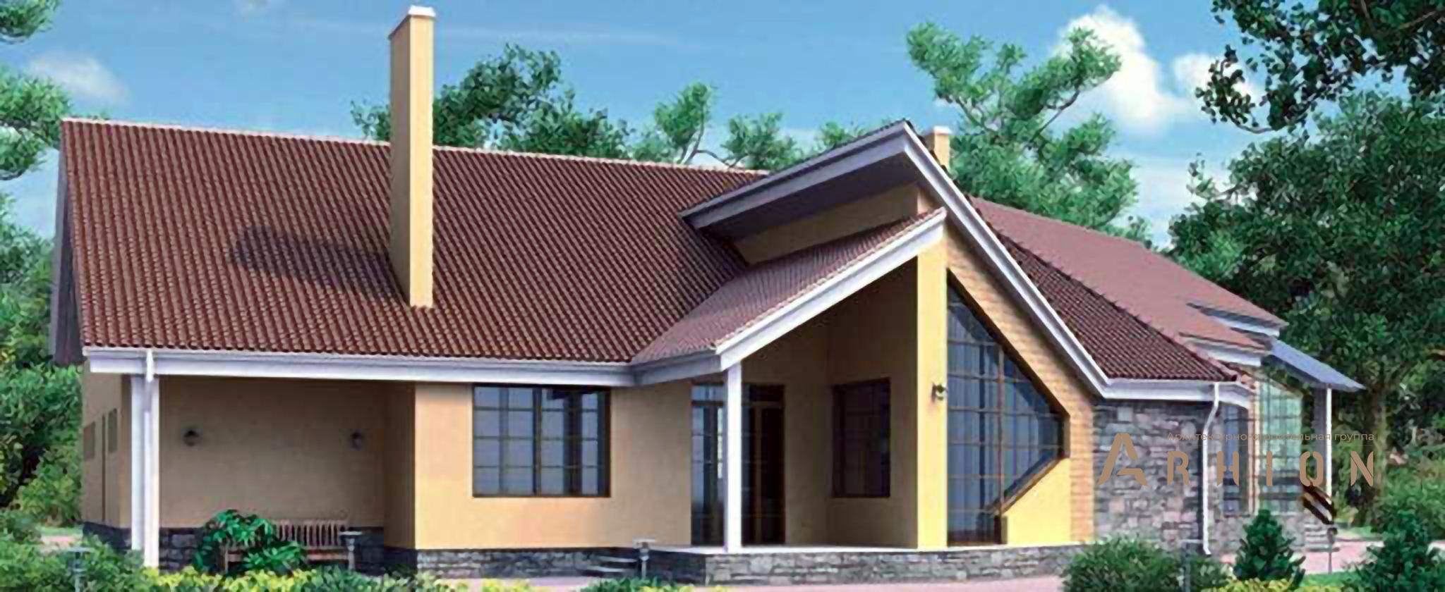 1. Проект одноэтажного дома в норвежском стиле с двускатной кровлей, 33-89, площадью - 327 кв c терассой