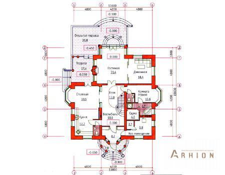 2. Проект двухэтажного дома в стиле модерн с многоскатной кровлей, 34-00, площадью - 453 кв c терассой, балконом, эркером