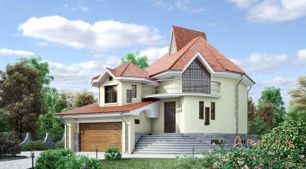 1. Проект одноэтажного дома в стиле модерн с многоскатной кровлей, 34-37, площадью - 346 кв c цокольным этажом, мансардой, терассой, балконом