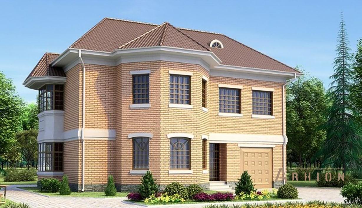 1. Проект двухэтажного дома в европейском стиле с многоскатной кровлей, 34-38, площадью - 217 кв c гаражом, эркером, вторым светом