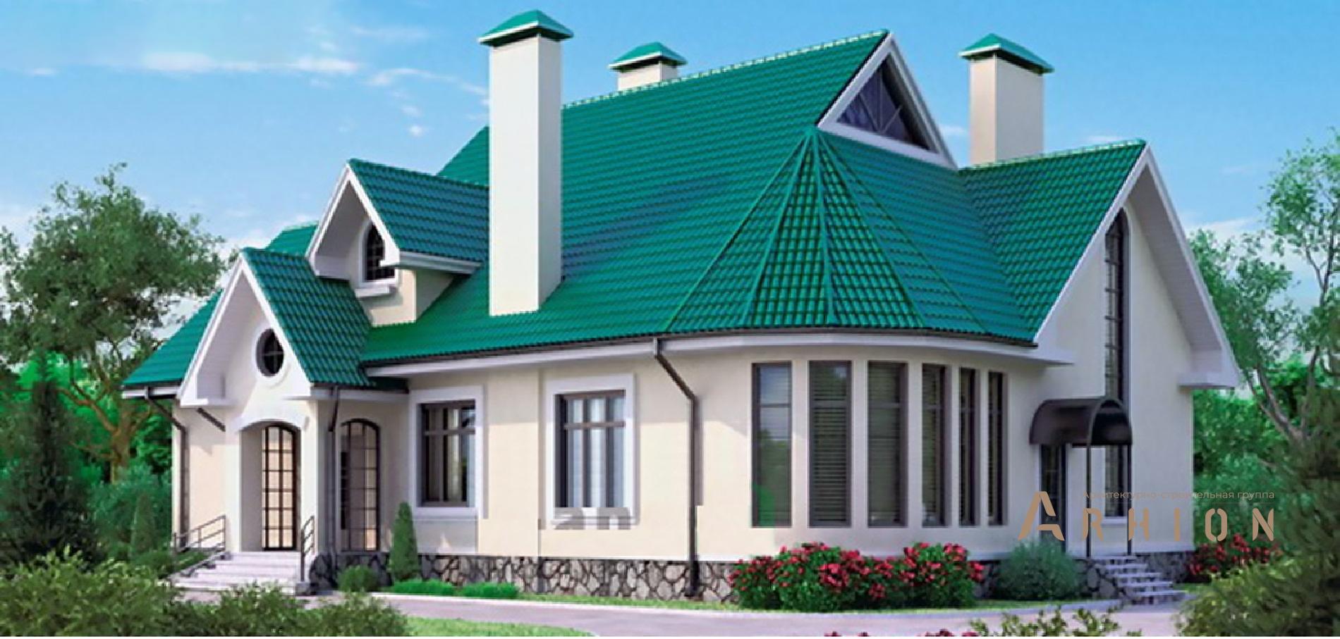 1. Проект одноэтажного дома в современном стиле с плоской кровлей , 34-43, площадью - 270 кв c мансардой