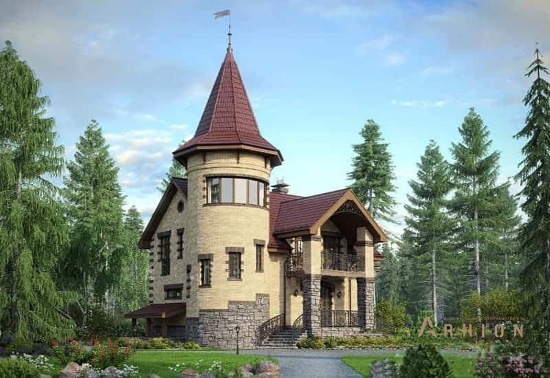 1. Проект двухэтажного дома в викторианском стиле с плоской кровлей , 34-56, площадью - 202 кв c балконом