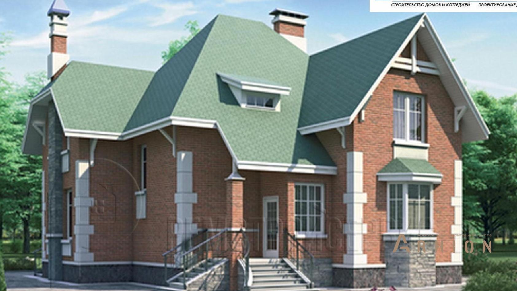 1. Проект одноэтажного дома в английском стиле с плоской кровлей , 35-31, площадью - 181 кв c цокольным этажом, мансардой, терассой