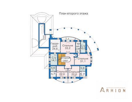 3. Проект двухэтажного дома в классическом стиле с многоскатной кровлей, 35-33, площадью - 1143 кв c цокольным этажом, мансардой, сауной, терассой, вторым светом