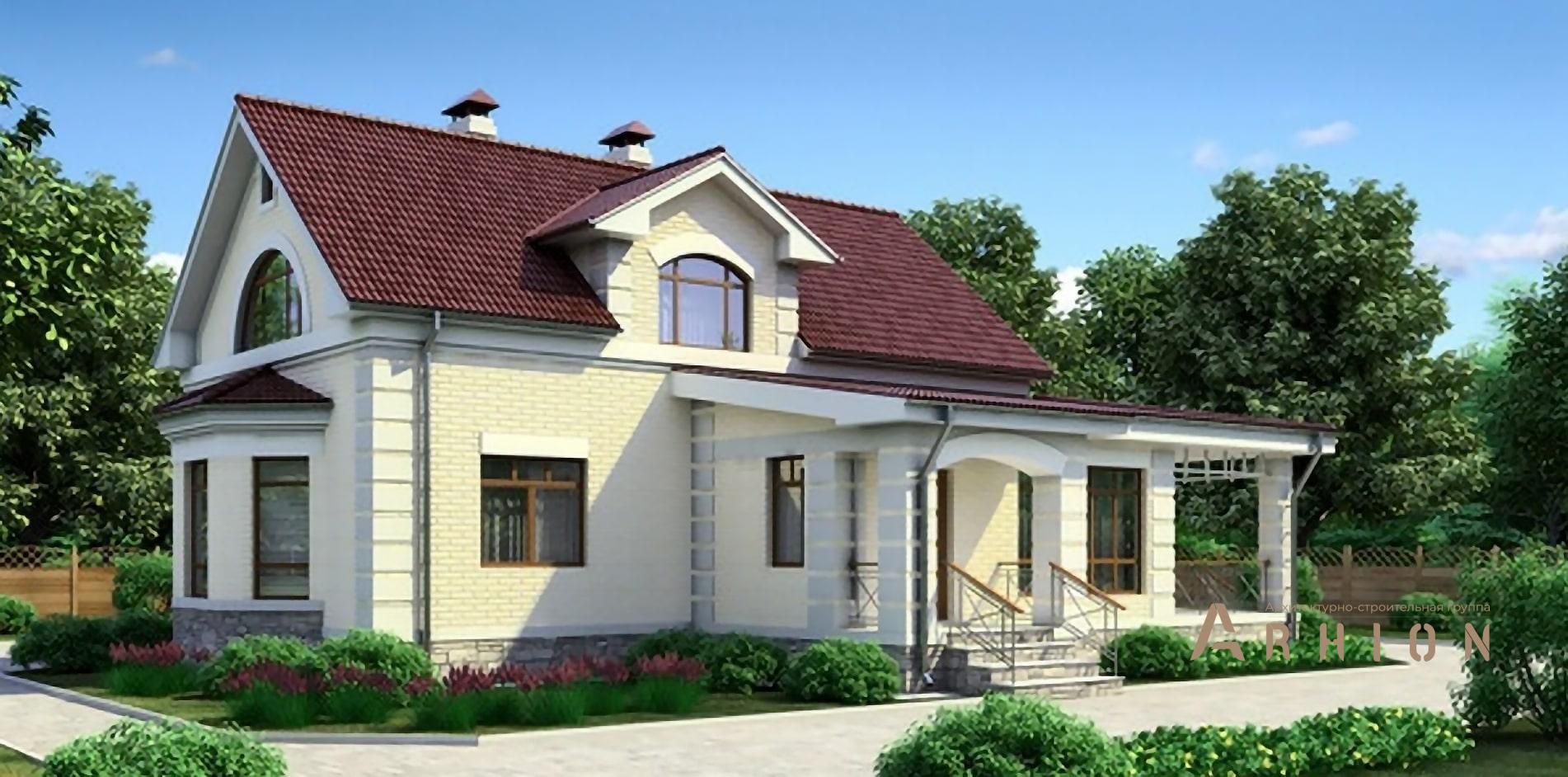 1. Проект одноэтажного дома в американском стиле с двускатной кровлей, 35-76, площадью - 171 кв c мансардой, терассой, гаражом