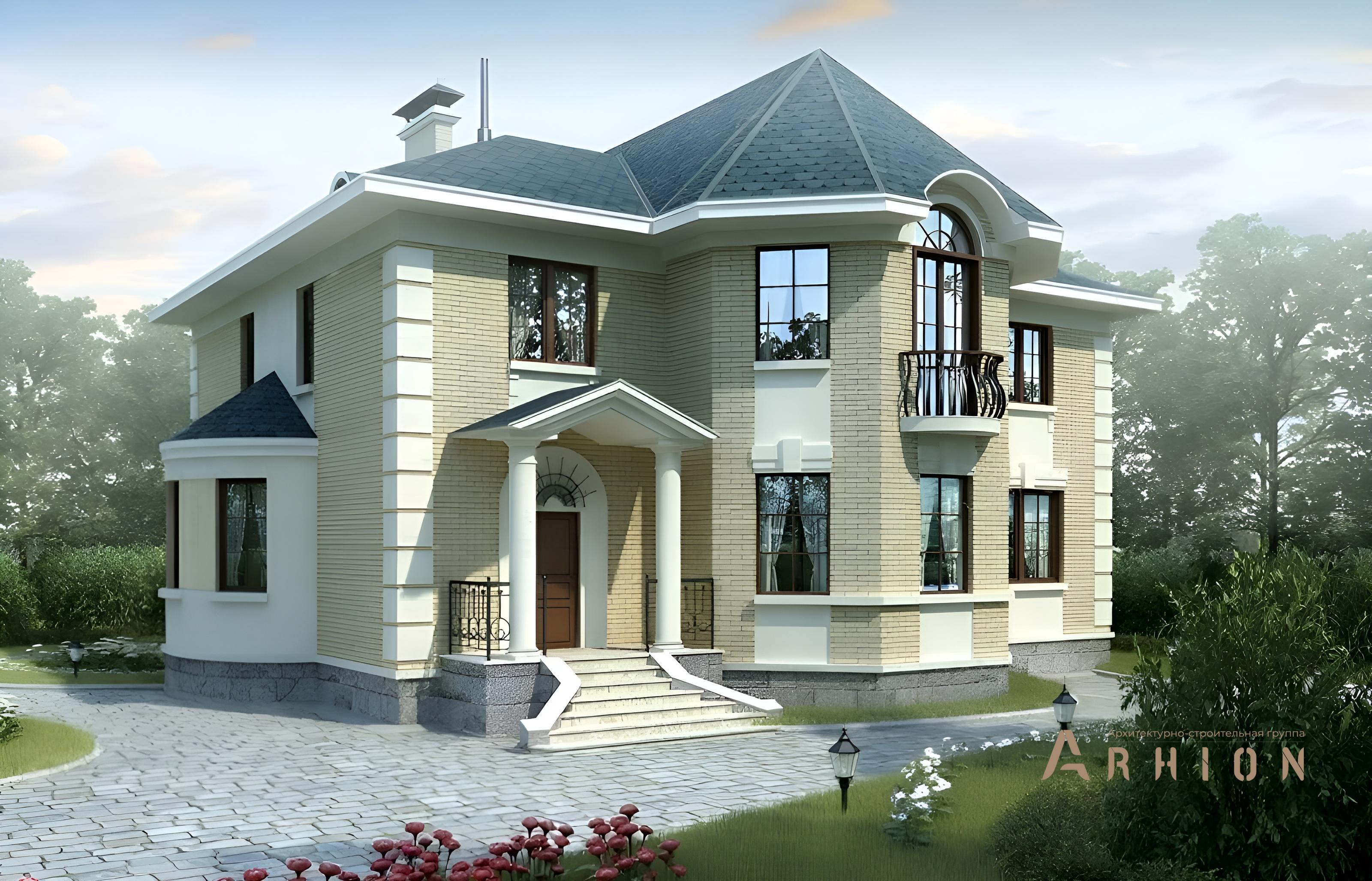 2. Проект двухэтажного дома в классическом стиле с многоскатной кровлей, 36-03, площадью - 302 кв c терассой, балконом, эркером, вторым светом