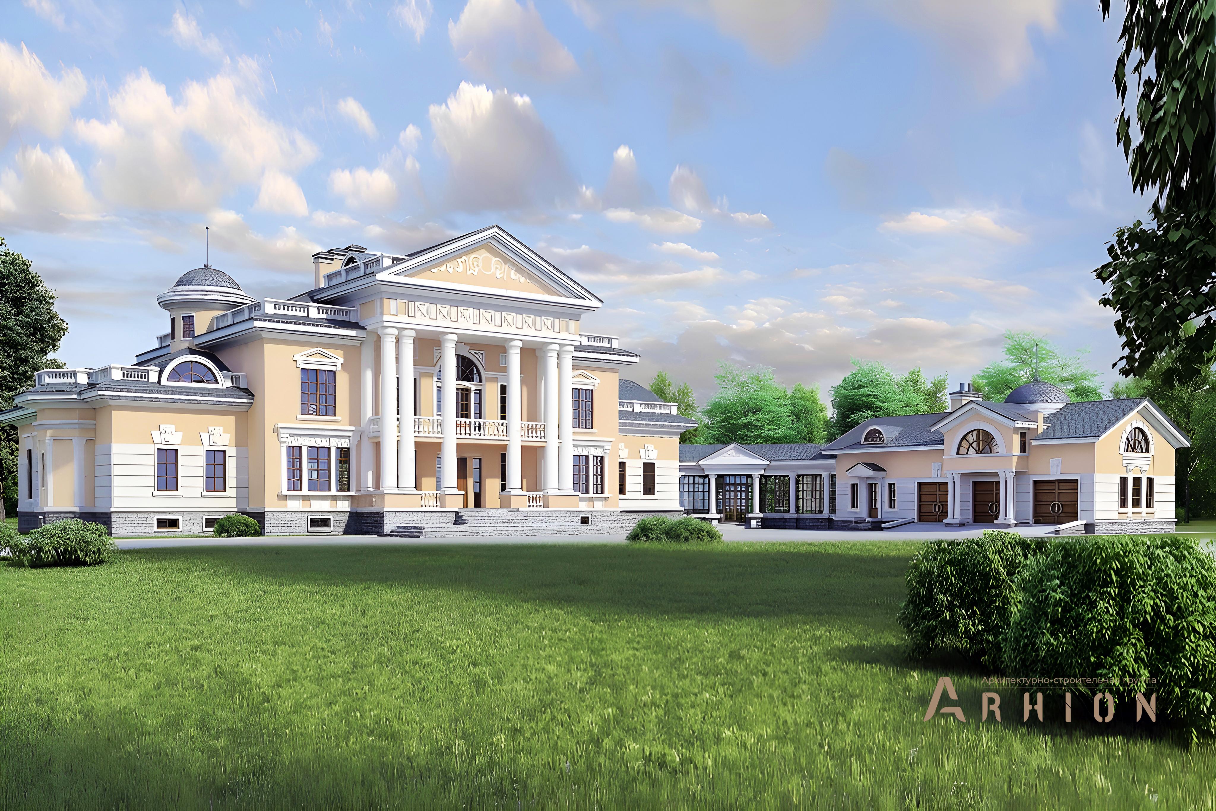 1. Проект двухэтажного дома в классическом стиле с многоскатной кровлей, 36-08, площадью - 1530 кв c сауной, терассой, балконом, гаражом, эркером, вторым светом