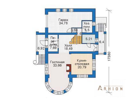 2. Проект двухэтажного дома в европейском стиле с многоскатной кровлей, 36-15, площадью - 381 кв c мансардой, балконом, гаражом, эркером, вторым светом