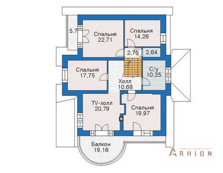 3. Проект двухэтажного дома в европейском стиле с многоскатной кровлей, 36-15, площадью - 381 кв c мансардой, балконом, гаражом, эркером, вторым светом