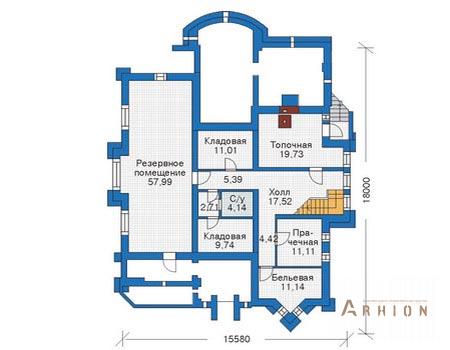 4. Проект одноэтажного дома в стиле шале с двускатной кровлей, 36-22, площадью - 532 кв c цокольным этажом, мансардой, сауной, терассой, балконом, эркером, вторым светом