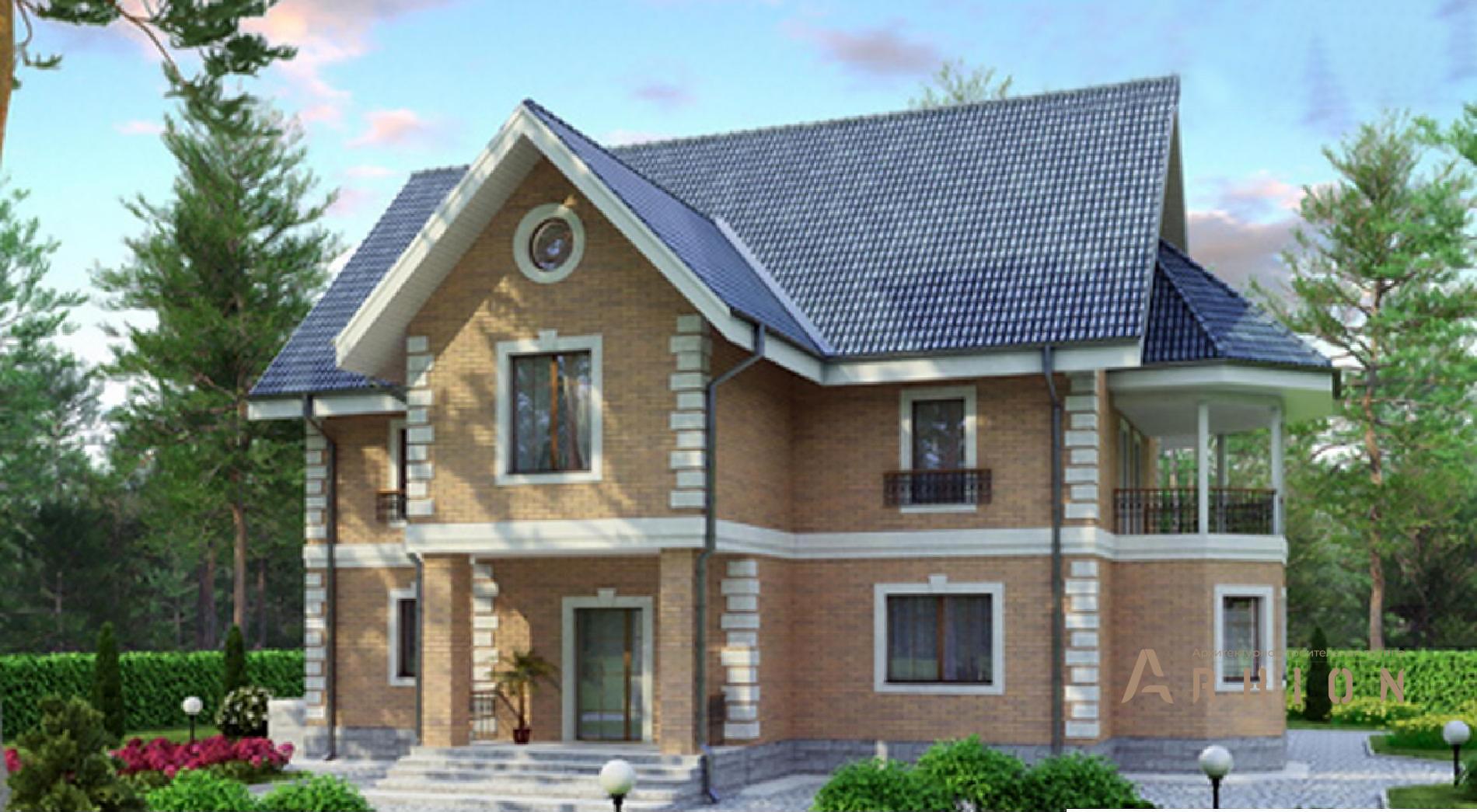 1. Проект одноэтажного дома в современном классическом стиле с двускатной кровлей, 36-47, площадью - 245 кв c мансардой, терассой, балконом, эркером, вторым светом