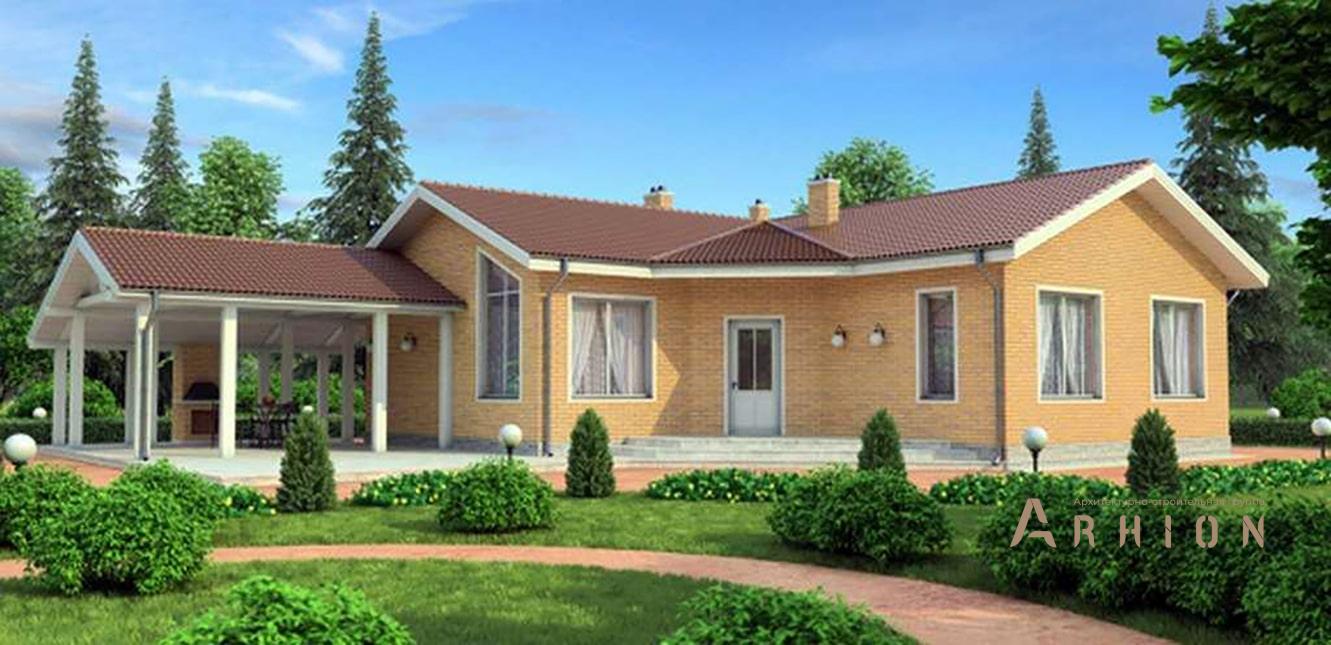 1. Проект одноэтажного дома в современном стиле с плоской кровлей , 36-53, площадью - 199 кв c сауной, терассой