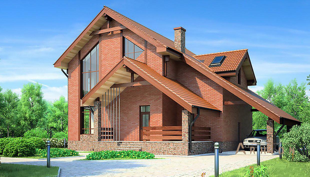 1. Проект одноэтажного дома в стиле шале с многоскатной кровлей, 36-58, площадью - 211 кв c мансардой, терассой