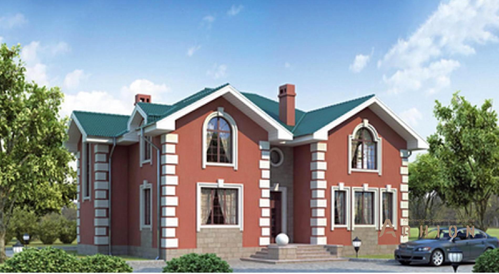 1. Проект одноэтажного дома в английском стиле с многоскатной кровлей, 36-60, площадью - 235 кв c мансардой, терассой, эркером