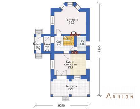 2. Проект одноэтажного дома в европейском стиле с плоской кровлей , 36-77, площадью - 192 кв c мансардой, терассой