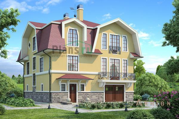 1. Проект трехэтажного дома в европейском стиле с плоской кровлей , 36-80, площадью - 257 кв c сауной, балконом, гаражом