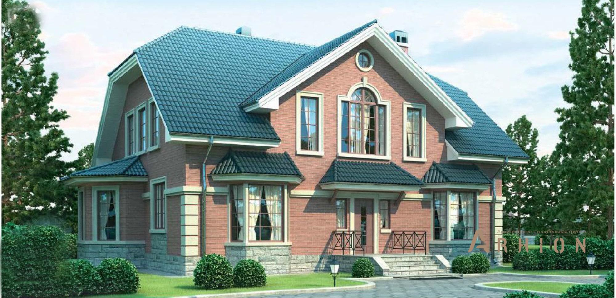 1. Проект одноэтажного дома в европейском стиле с многоскатной кровлей, 36-90, площадью - 222 кв c мансардой, терассой, эркером