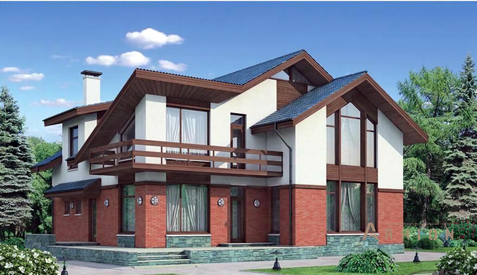 1. Проект одноэтажного дома в европейском стиле с многоскатной кровлей, 37-01, площадью - 212 кв c мансардой, терассой, балконом, эркером, вторым светом