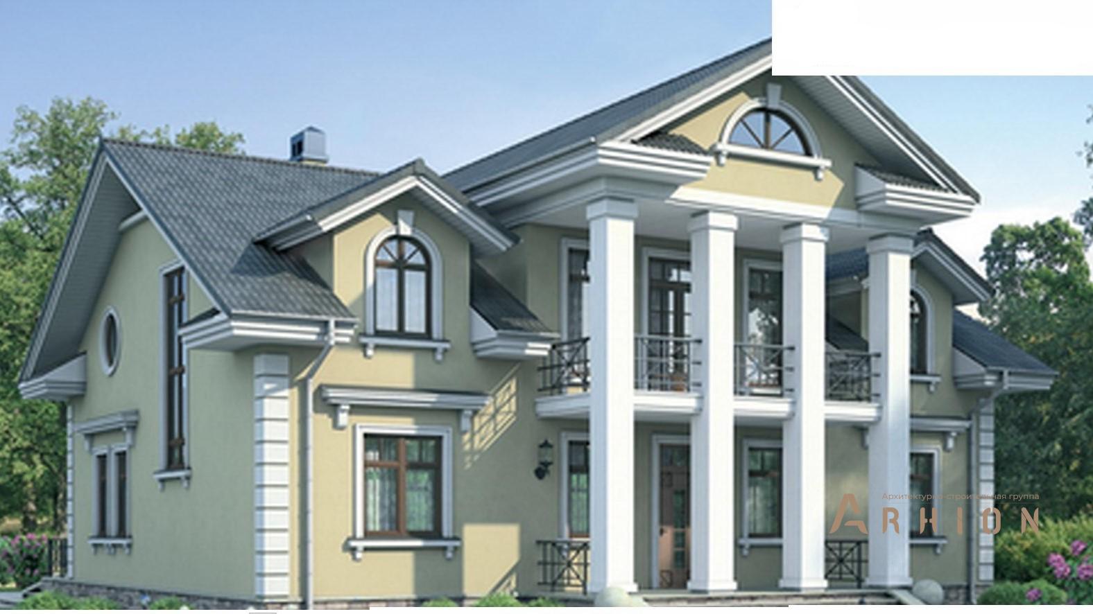 1. Проект одноэтажного дома в классическом стиле с многоскатной кровлей, 37-11, площадью - 295 кв c мансардой, сауной, терассой, балконом, эркером