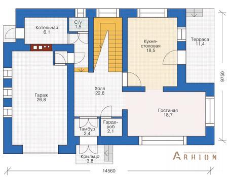 2. Проект двухэтажного дома в современном стиле с двускатной кровлей, 37-15, площадью - 215 кв c мансардой, терассой