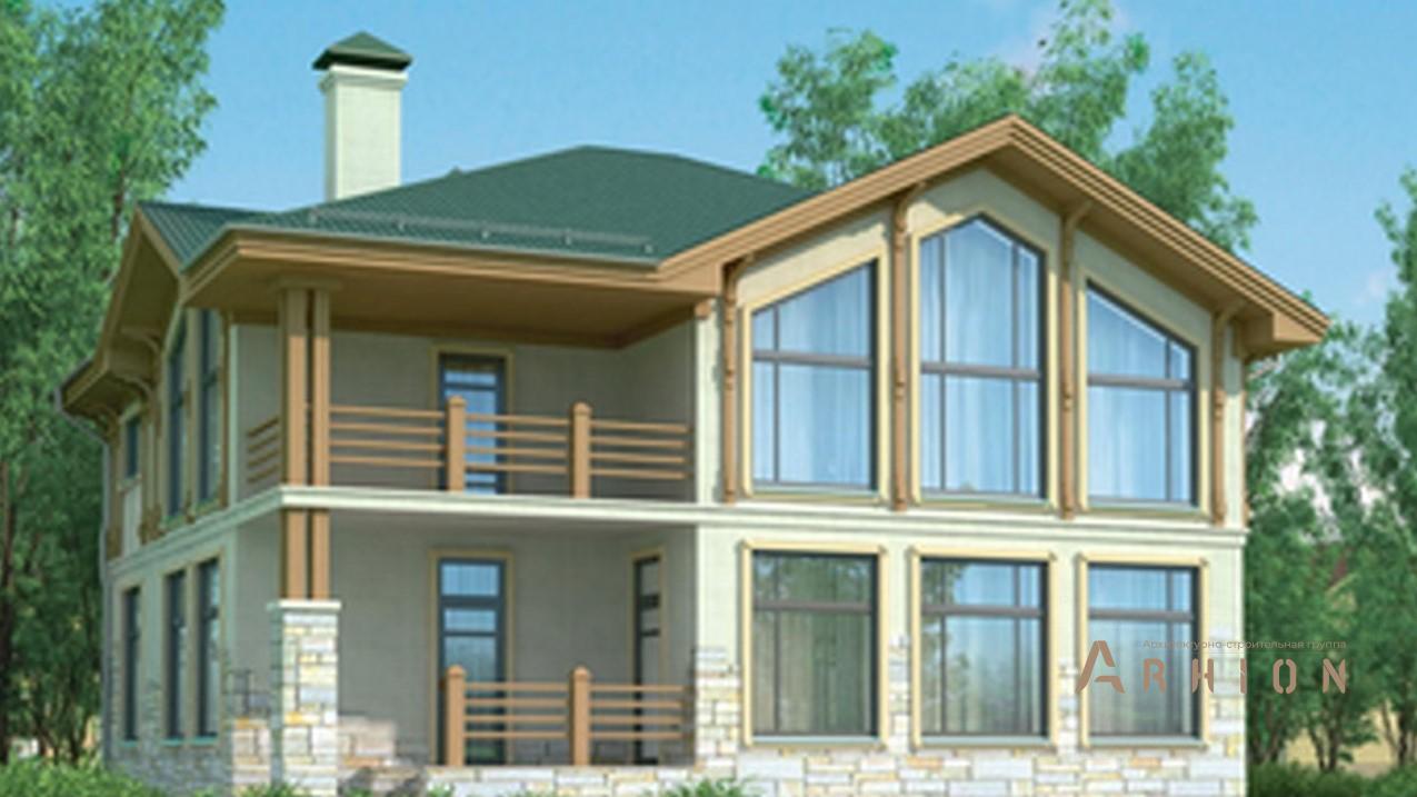 1. Проект двухэтажного дома в скандинавском стиле с плоской кровлей , 37-22, площадью - 185 кв c терассой, балконом