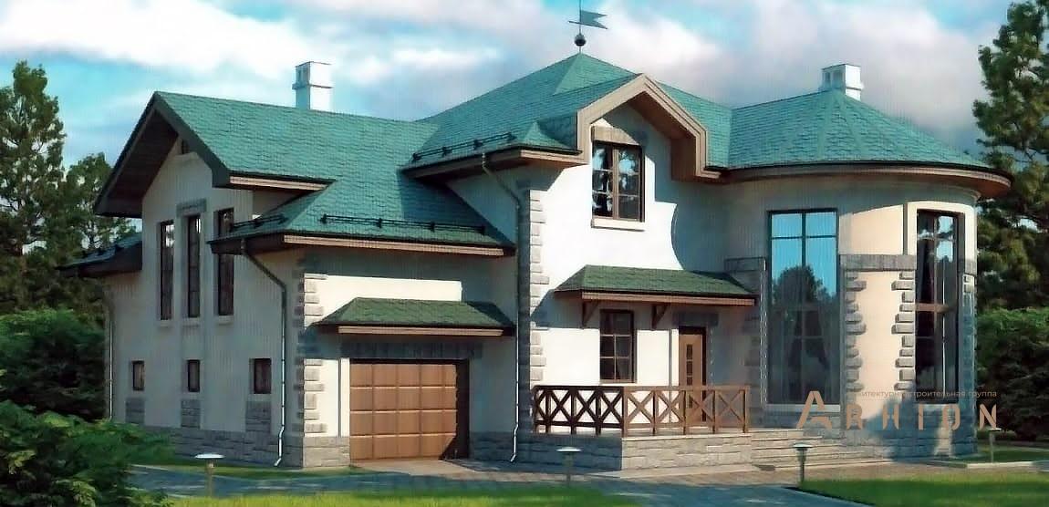 1. Проект двухэтажного дома в европейском стиле с многоскатной кровлей, 37-35, площадью - 248 кв c терассой, эркером, вторым светом