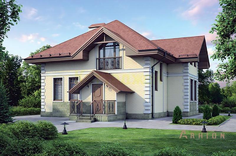 1. Проект одноэтажного дома в европейском стиле с плоской кровлей , 37-37, площадью - 158 кв c мансардой, терассой, балконом