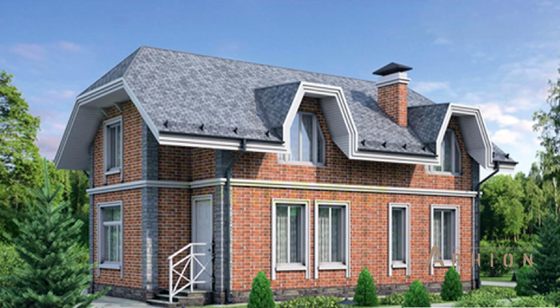 1. Проект одноэтажного дома в европейском стиле с плоской кровлей , 37-41, площадью - 158 кв c мансардой