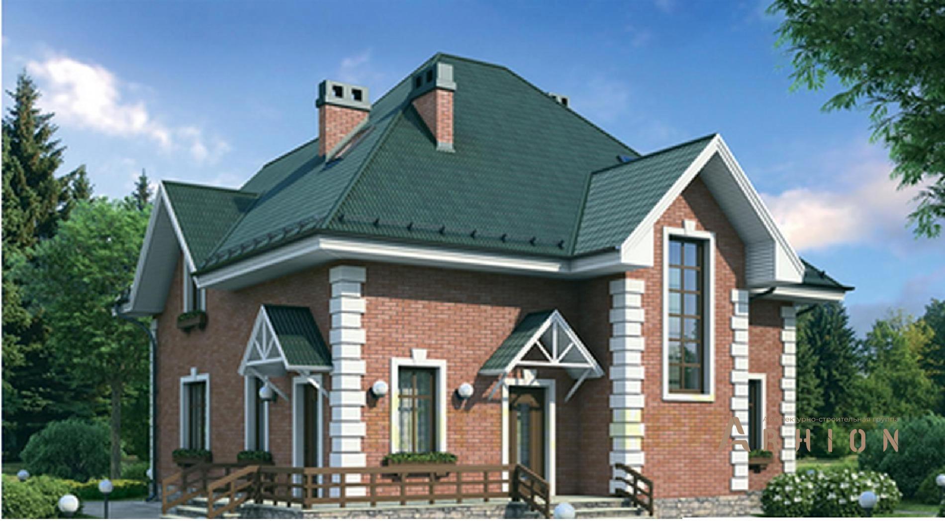 1. Проект одноэтажного дома в английском стиле с плоской кровлей , 37-55, площадью - 167 кв c мансардой, терассой