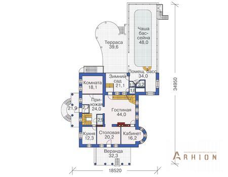 2. Проект двухэтажного дома в классическом стиле с четырехскатной, 37-62, площадью - 792 кв c цокольным этажом, мансардой, терассой, балконом, эркером, вторым светом